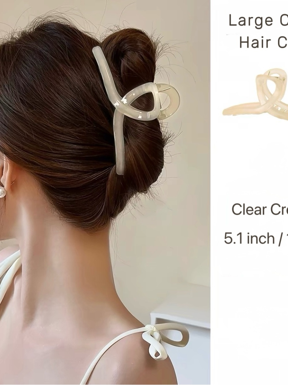 Clear Cream Large Hair Claw Clip for Women